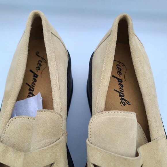 Free People Nico Platform Loafers Cappuccino Suede US 10/EU 41 Chunky Wedge NWOB - Picture 2 of 13